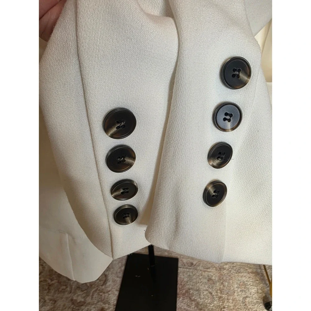 NWT Manly White Dralon Linen Notch Lapel Two Buttons Casual Blazer Sz XL Resort